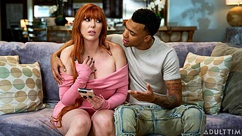 Redhead hottie Lauren Phillip is enjoying interracial dick-riding