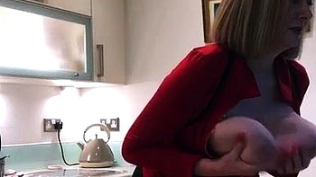 Hot blonde with big boobs solo