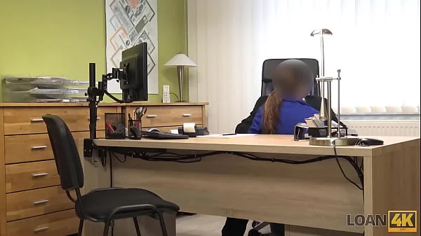 LOAN4K. Bank clerk cant wait to see his clients massive fake tits
