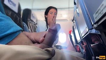 Katty West - Risky Public Handjob Until Huge Cumshot In Airplane - Almost Caught