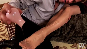 Twisting herself into a pretzel