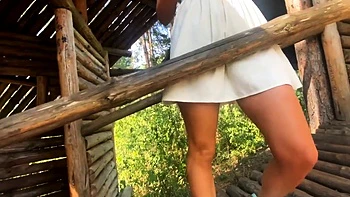 Risky Public Cowgirl Ride with a Blonde Babe