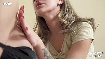 Sexy woman with weenie in her cheek seduced honor student classmate - top pornstars!