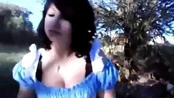 Alice cosplayer fucks bf at park: Blowjob, Doggy  Amateur Porn