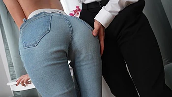 Brunette Jasmine Jayne enjoys sensual sex with her guy in jeans.