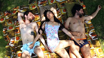 Outdoor threesome with Katana, Dante Dionys, and Bel Gris