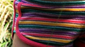 Amateur model in public nudity and outdoor dildo