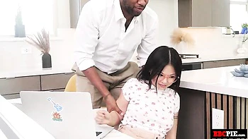 Good interracial hardcore fuck with a skinny Asian chick Lulu Chu