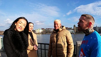 Two amazing girls Zuzu Sweet and Lady Gang sharing cock with Porno Dan