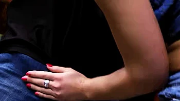 Blonde Girl with perfect Tits in Denim Jeans Outfit