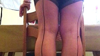 Big taco blonde in stockings close up