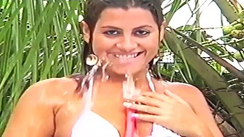 Beautiful and hot blonde with a big tail moaning and cumming, giving her pussy and very tasty spit for two: Porn