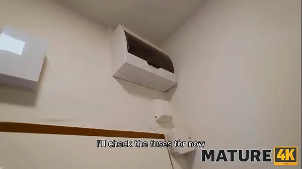 MATURE4K. Boy wants to give joy to mature woman in red dress and stockings