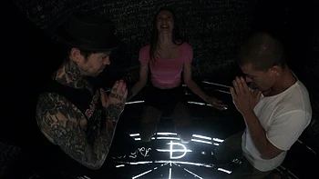 Two guys share Stacy Cruz’s trimmed pussy in an intense threesome