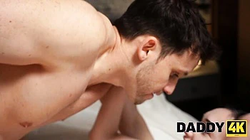 Hard fuck in the sideways pose with a long-legged brunette Britney Dutch