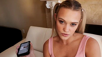 Blonde teen Chloe Rose in reverse cowgirl action