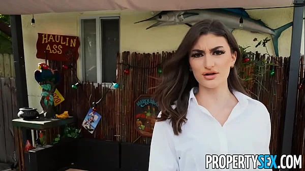 PropertySex Brunette Real Estate Agent Babe Bangs Client with Big Cock