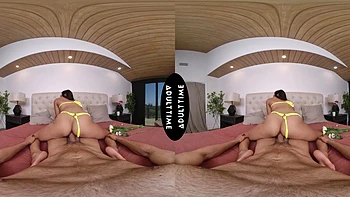 Jena Larose rides a big cock in reverse cowgirl and doggy style positions