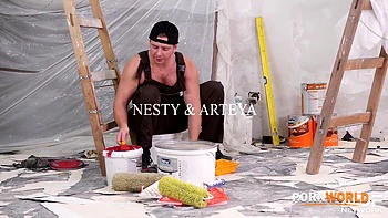 Hot teens Nesty & Arteya get their wet pussies fucked deep & hard