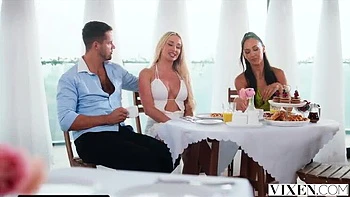 Stunning Blonde Meagan Moore Shares Boyfriend's Cock With Busty Best Friend Sarah Illustrates - Double Blowjob & Pussy Licking