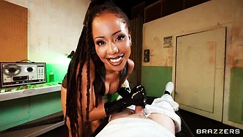 Lusty hottie with silicone tits Kira Noir impaled by white penis