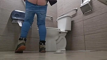 Nerdy Faery Squirts Pee in Bathroom - Hairy Pussy Close Up Fingering & Pissing Fetish
