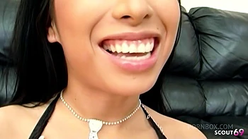 Big Boobs half Asian Girl with perfect Fit Body get First Big Black Cock at Interracial Porn Casting