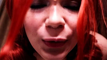 Redhead close up of her very big pussy