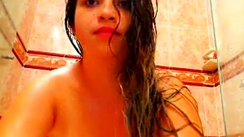 Big-Tit Lesbian Webcam Shower