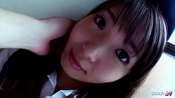 Curvy Japanese Teen with Big natural Tits get First Time Creampie by older Guy at Uncensored Full POV Sex