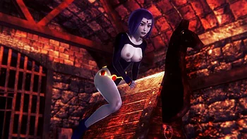 Raven takes a ride on the Wooden Pony BSDM : Titans Porn