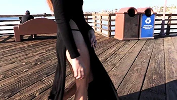 Shy Goth Exhibitionist - High Slit Sheer Dress Crotchless