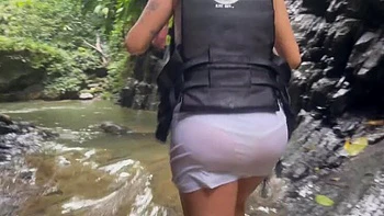 Sex in the River with My Girlfriend's Hot Friend Jenifer Play - Amateur POV Teen Latina Facial