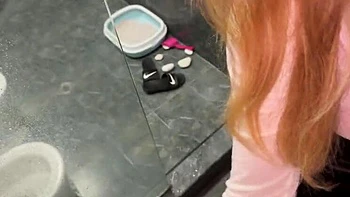 Step Mom Makes Me Cum While Washing My Big Cock - Busty MILF Blowjob POV