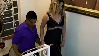 Beautiful and hot blonde with a big tail moaning and cumming, giving her pussy and very tasty spit to the black guy: Porn