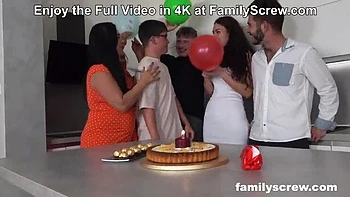 Family Birthday Party Turns Wild with Group Sex and Hot Cumming