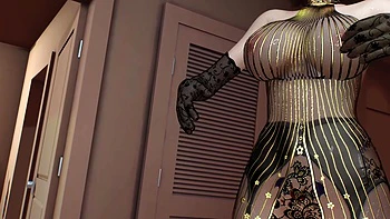 3D BBW Asian MILF Teasing the Young Big Cock to Fuck Her Pussy