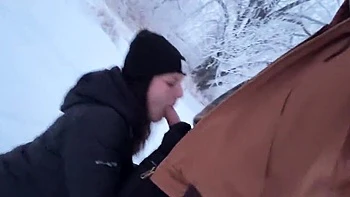 Mya Lane Outdoor Sex in Snow Almost Caught - Amateur MILF Doggystyle Public Fuck