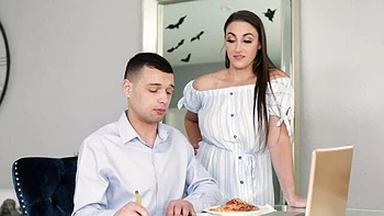 Hard sideways pose fuck with a big-boobed brunette Melanie Hicks