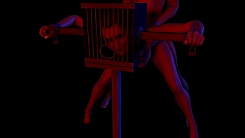 Cartoon BDSM stehender Fick mit Kopfkäfig
