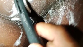 Tamil Curvy Wife Shaves Her Hairy Pussy for Husband