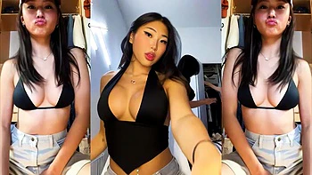 Amateur deep-throat and public stripchat action