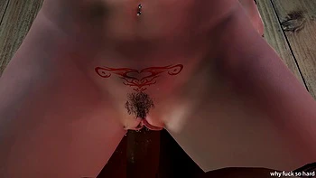 Puta asiática rubia 3D montando un gran pene