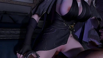 3D Schlampe mit Riesentitten hart im sexy Kleid gefickt