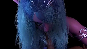 Princesa elfa noturna fazendo a melhor boquete POV - 3D