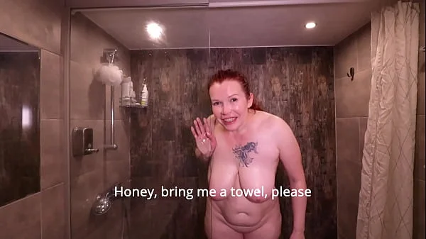 Passionate lesbian sex in the shower with a new neighbor.