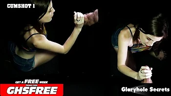 Lily Jade folla en gloryhole con mamada sucia