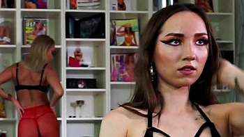 Lesbian Backstage Kissing and Pussy Piercings Surprise