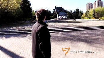 Aristocratic Redhead Conny Sucks and Swallows Cum Outdoors