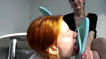 Femdom Lesbian Foot Fetish Servant Cleans Feet